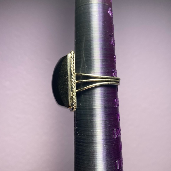 VINTAGE GENUINE BLACK ONYX NATURAL STONE IN SOLID SILVER - Picture 7 of 9